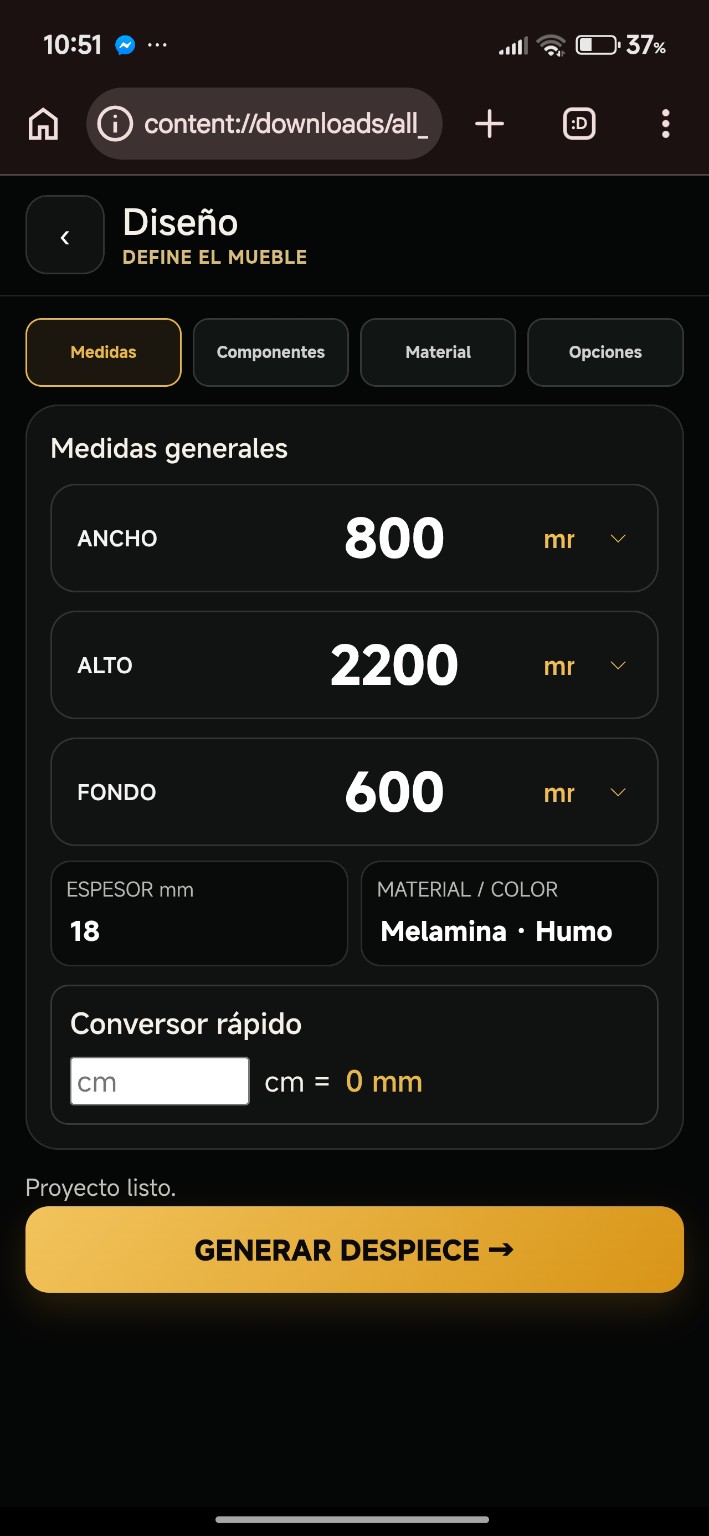 Pantalla de Diseño de MuebleAI Pro