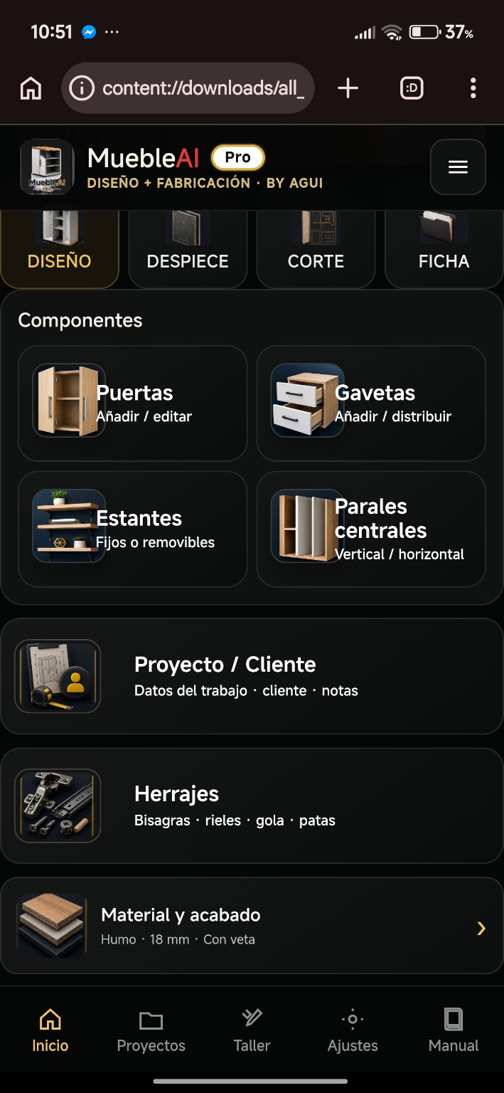 Inicio y componentes