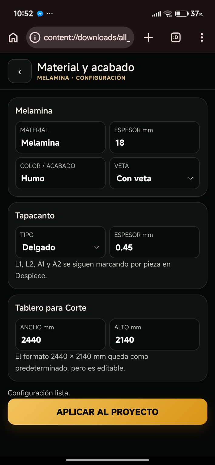 Material y acabado